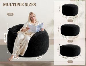 Funda para Silla Tipo Puff Sin Relleno, Sofá Perezoso para Sala <span class=keywords><strong>de</strong></span> Estar, Dormitorio, Residencia Universitaria - Product Image 2