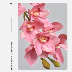 Bouquet d'orchidées Cymbidium artificielles rose foncé, 16 boîtes, décoration pour hôtel et mariage - Product Image 3