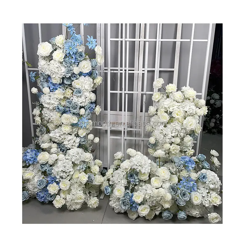 Hot Sale Hochzeits dekor Blue Rose Flower Runner Hochzeits blumen hintergrund