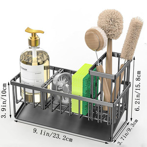 Kitchen Sink Drain <b>Rack</b> Stainless Steel Multifunction Organizer For Sponge <b>Dish</b> Brush Storage Modern Design - Product Image 5