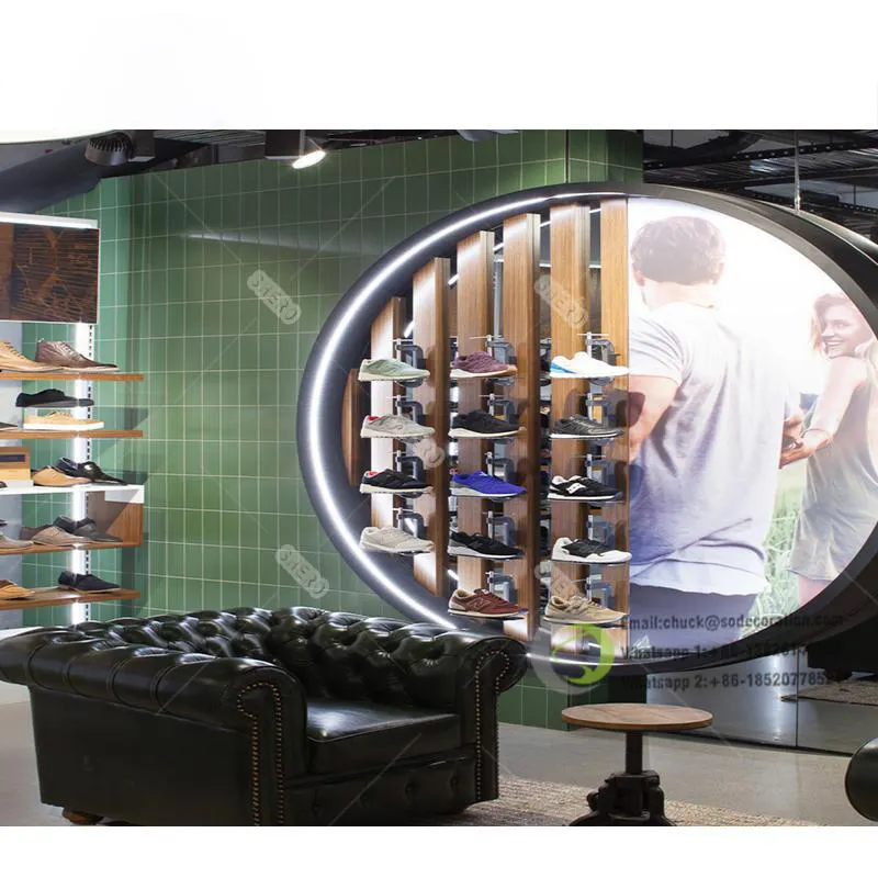 Luxe Ontwerp Schoen Showroom Meubelschoenen Winkel Montage Glazen Planken Voor Schoenen