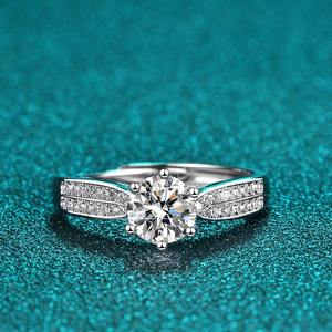 VVS1 1Ct 2Ct Mossanite Joyería de Plata de Ley 925 Diamante cultivado en laboratorio personalizado Filas dobles Anillo ajustable de estrella de piedras preciosas completas - Product Image 5