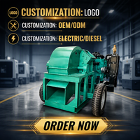 Broyeur à bois pour usine, diesel 82 CV, démarrage électrique, disque en acier moulé, 2200 tr/min, aucune alimentation électrique requise