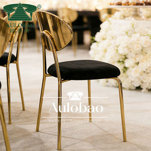 Location de mobilier Chaise de mariage à dossier haut en acier inoxydable doré pour les mariés Hôtel Salle à manger et salon à l'extérieur - Product Image 3