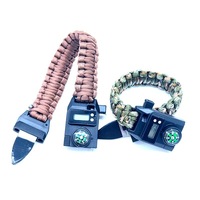 Kit de survie pour le camping en plein air, nylon pour bracelet, boussole, sifflet, outil multifonction, accessoires portables, toutes saisons