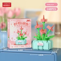 Kit Blok Bangunan Model Tanaman Pot DIY Romantis, Mainan Konstruksi Anak, Bunga Sukulen, Keranjang Abadi, Kebun Bonsai