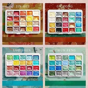 ชุดสีน้ำโลหะ 20 สี, กล่องพกพาพร้อมสีน้ำมุกเงา, และอุปกรณ์ศิลปะ, สีน้ำ - Product Image 6