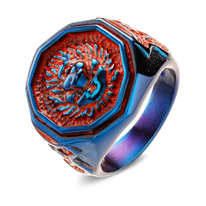 Benutzer definierte Löwenkopf form Herren Druckguss Produktion Edelstahl <span class=keywords><strong>Ring</strong></span> Schmuck Luxuriös 18 Karat vergoldet für Herren - Product Image 6
