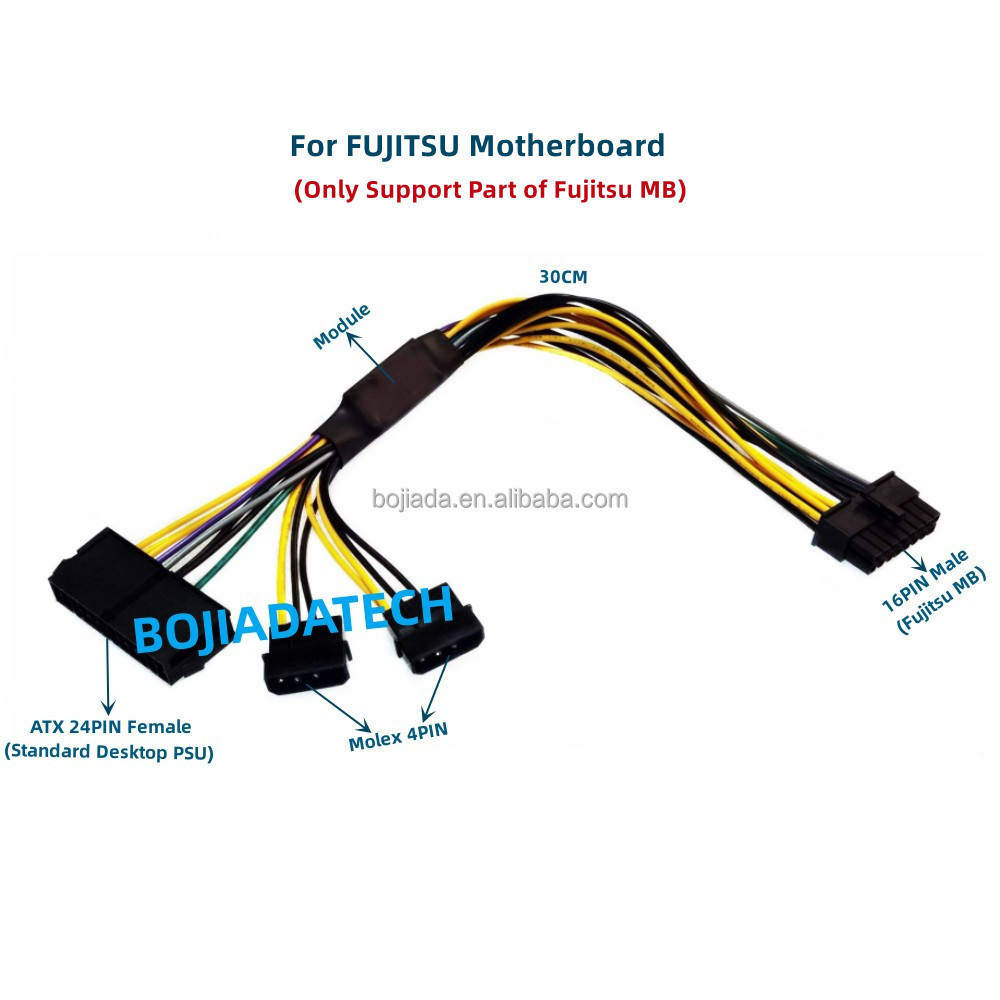 ATX 24pin Molex 4pin to 16pin Motherboard Adapter Cable