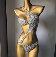 Maillot de bain une pièce tendance pour femme, style brésilien, orné de strass, coupe asymétrique, 5 couleurs, tailles S-L