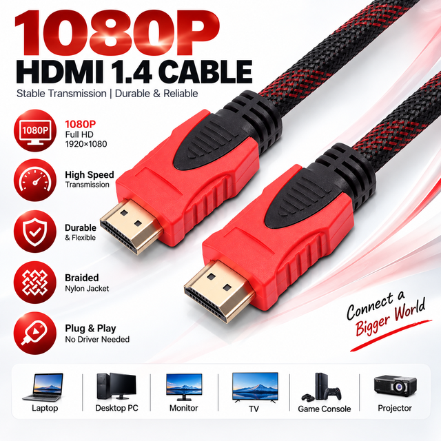 Full HD 1080P HDMI Male to Male Connection Cable HDMI1.4 HDTV Wire Various Sizes 1.5M to 30M Plug and Play for PC Laptop TV