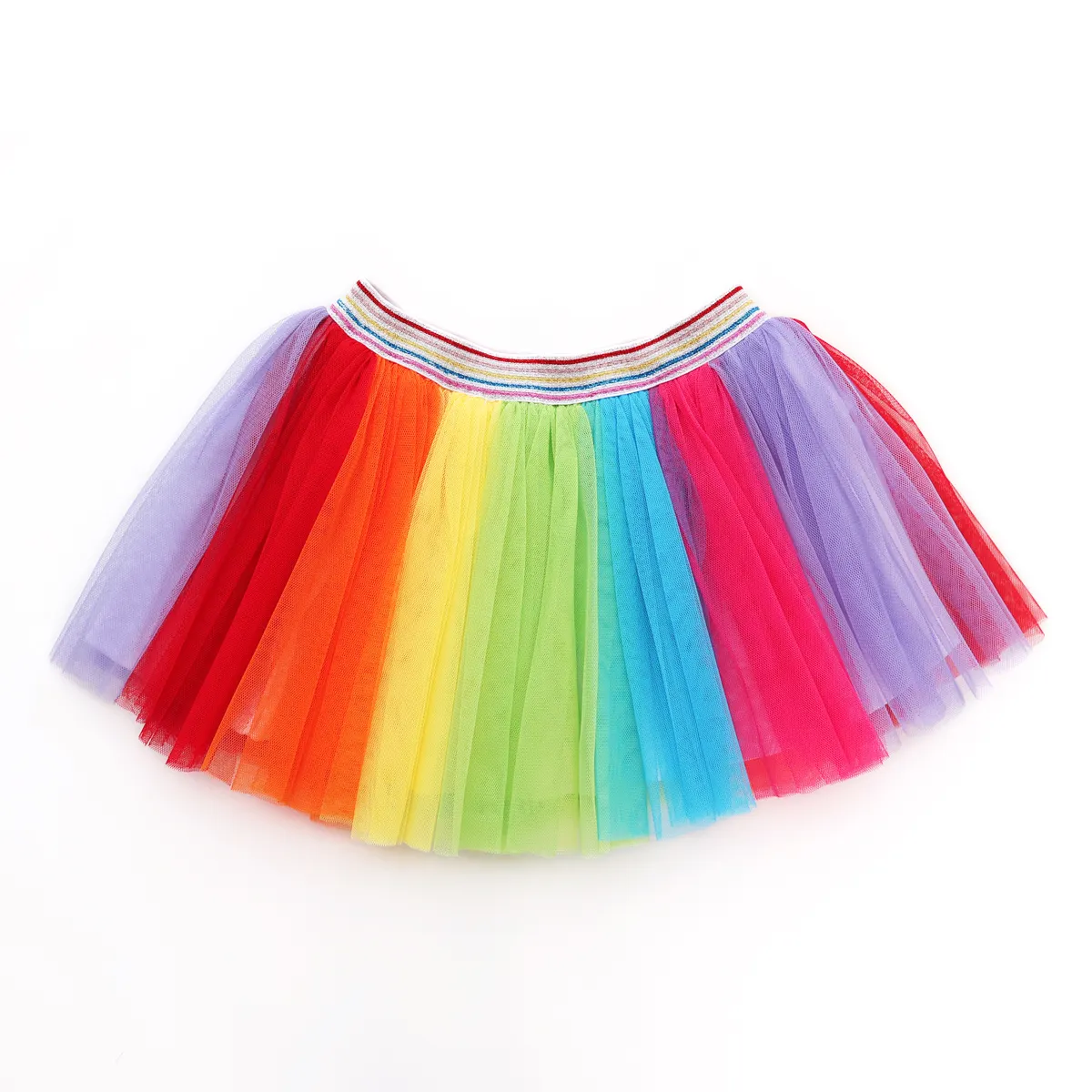 Saia arco-íris infantil tutu de balé para meninas de 1 a 10 anos, saia plissada de algodão para meninas, tutu multicolorido infantil de 2024 anos, saia de tule