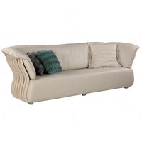 Canapé trois places en cuir mat de luxe mi-siècle, personnalisable, livraison nationale, idéal pour grand appartement ou salon