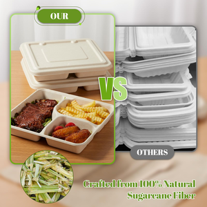 Bandejas Portátiles de 2 Compartimentos de 12 oz para Nachos y Queso, de Papel Kraft y Bagazo de Caña de Azúcar, Ideales para Fiestas y Noches de Cine - Product Image 4