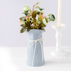 Bouquet de fleurs artificielles en soie Haiyi, 30 cm, rose thé, décoration de mariage et de maison, fleurs simulées à bourgeons perlés - Product Image 4