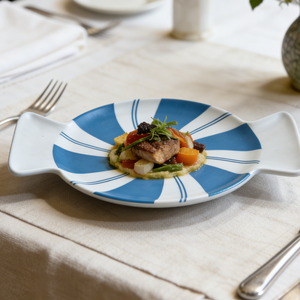 Plateau de service en mélamine de 27 cm en forme de bonbon, à carreaux verts et blancs, avec deux poignées - Product Image 5