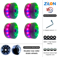 Patins à roulettes à double rangée à quatre roues 5832 mm, lumineux, silencieux, résistants à l'usure, coque en PU, PP, PVC, colorés, clignotants, pour enfants