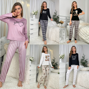 Conjunto <span class=keywords><strong>de</strong></span> Pijama <span class=keywords><strong>de</strong></span> Manga Larga <span class=keywords><strong>de</strong></span> Seda <span class=keywords><strong>de</strong></span> Leche para Primavera-Otoño, Cuello Redondo Informal, Ropa <span class=keywords><strong>de</strong></span> Dormir Holgada para Chicas Jóvenes, Apta para Usar en Exteriores - Product Image 2