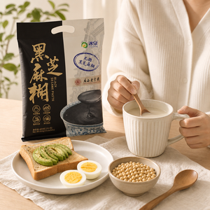 Pasta de Sésamo Negro Sin Azúcar SOYSPRING 480g, Pasta de Sésamo Negro Instantánea, Cereal Caliente Tradicional <span class=keywords><strong>Chino</strong></span> para <span class=keywords><strong>Desayuno</strong></span>, OEM - Product Image 4