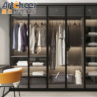 Dormitorio principal Walk in Closet con cajón extraíble Puerta de vidrio de diseño de lujo