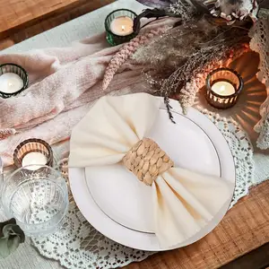 ห่วงรัดผ้าเช็ดปากสไตล์ Boho,แหวนผ้าเช็ดปากหวายห่วงรัดผ้าเช็ดปากธรรมชาติสำหรับงานแต่งงานอุปกรณ์สำหรับโต๊ะอาหารค่ำ