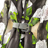 Vacances françaises robe à revers floral printemps automne robe trapèze à manches longues boutonnée pour femmes