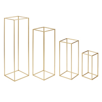Support à fleurs en métal doré, cadre cube de 60 cm, centre de table avec boule de fleurs pour la décoration de table de mariage ou de banquet