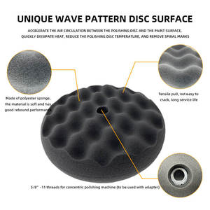 Hai mặt màu đen 8 inch thẳng cạnh sóng bề mặt bên trong vít chủ đề bọt đánh bóng xe đánh bóng Pad - Product Image 4