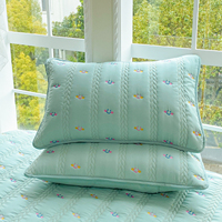 Nouvelle arrivée : Jupe de lit matelassée brodée vert clair à volants, jupe de lit unie
