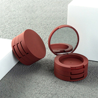 Boîtier compact rond multi-couches poudre pressée blush emballage plusieurs couches surligneur fard à paupières étui avec miroir