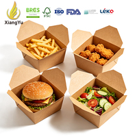 Boîte alimentaire jetable pliable en carton Xiangyu pour hamburgers, poulet frit, frites, salades et plats à emporter des restaurants
