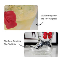 Vaso Transparente de Vidrio Borosilicato Alto con Diseño de Lazo Rojo, Libre de BPA, Apto para Lavavajillas y Microondas, Perfecto para Niños