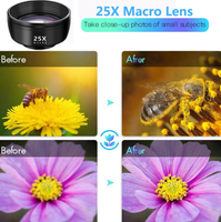 7 en 1 Clip-on Haute Qualité Lentilles de Téléphone Portable Zoom 15x Macro Grand Angle Fish Eye Caméra Objectif de Téléphone Portable