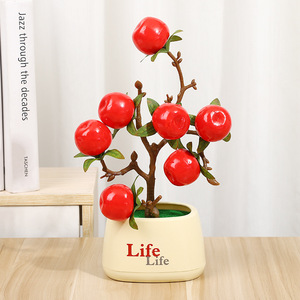 Planta artificial en maceta de Yiwu Datuo Florist, árbol de la fortuna con frutas rojas, melocotón y naranja, decoración para mesa de sala de estar. - Product Image 3