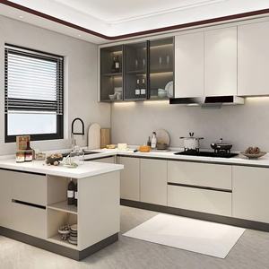 섬이있는 현대 대형 주방 캐비닛 세트 풀 세트 수도꼭지 액세서리를 포함한 친환경 주방 캐비닛 - Product Image 2