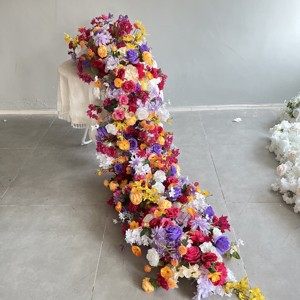 Chemin de fleur de rose artificielle de haute qualité M-FR030 chemin de fleur de table de 200 cm chemin de fleur de luxe pour les arrangements de mariage - Product Image 2