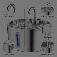 Distributeur d'eau automatique pour animaux de compagnie, 2,2 L, en acier inoxydable, étanche, avec capteur sans fil et batterie au lithium, idéal pour chats et chiens – Meilleures ventes