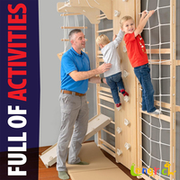 Ensemble de jeux d'intérieur suédois 9 en 1, aire de jeux Montessori, échelle murale, jungle gym, escalade, barres de traction, bois, 6 mois à 6 ans