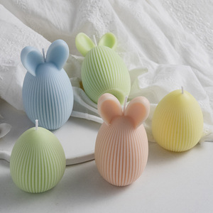 Bougie parfumée artisanale en cire de soja, en forme d'œuf de Pâques, esthétique, rayée, non toxique, cadeau de Thanksgiving, décoration pour la maison - Product Image 3