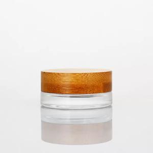 Pot en verre givré transparent rond pour crème cosmétique visage, 200 ml, avec couvercle en bois de bambou, vente flash - Product Image 6