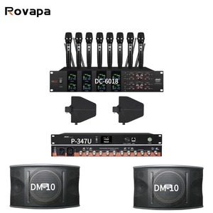 Set Microfono Wireless UHF 1X8 con Amplificatore di Segnale, Doppio Canale, Dinamico Portatile per Conferenze, DJ, Chiesa, Altoparlante Full Range - Product Image 2