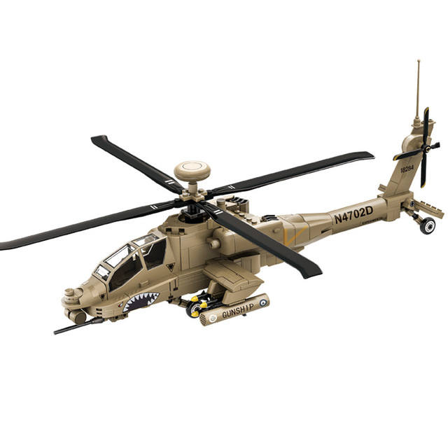 WAN GE 4007 Children's AH-64 Apache Aircraft Building Block Set 1:32  Fighter Model Toy Plastic Planes Toy