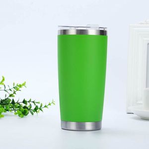20oz Double Wall Insulated Tumbler Stainless Steel Vacuum <b>Cup</b> with <b>Lid</b> <b>Straw</b> Powder Coated Private Label - Product Image 1