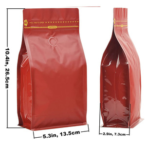 Emballage à fond plat en plastique à fermeture éclair à haute barrière pour grains de thé 16oz 1lb 500gm sac à café <span class=keywords><strong>rouge</strong></span> mat - Product Image 2