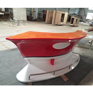 Design moderne utilisé décoration de la maison boisé rouge bateau comptoir de bar avec mur arrière - Product Image 2