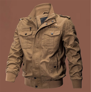 Giacca da Lavoro in Cotone per Uomo, Stile Militare con Colletto Alto e Tasche Multiple, Giacca Tattica Outdoor Tipo Bomber - Product Image 3
