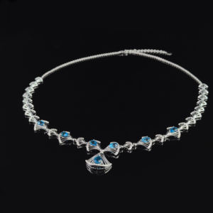 Lujoso collar de Vieira de Topacio Azul de Londres Natural de Plata de Ley 925 chapado en rodio para mujer, joyería de verano - Product Image 3