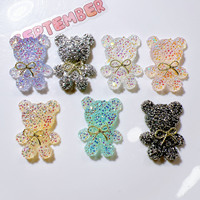 Breloques Ours en Résine Entièrement Strassées, Accessoires Ours Cartoon en Résine, Pendentifs Breloques en Résine, Bijoux Kawaii en Résine pour Décoration