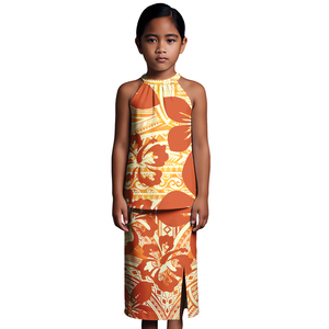 Abito Tradizionale Personalizzato per Bambine, Abbigliamento Tribale Polinesiano, Elegante Vestito alla Moda Samoano Puletasi Set di 2 Pezzi - Product Image 6
