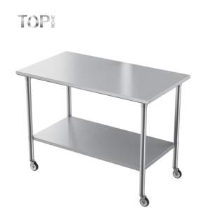 <span class=keywords><strong>Table</strong></span> <span class=keywords><strong>de</strong></span> préparation <span class=keywords><strong>de</strong></span> cuisine commerciale robuste en acier inoxydable 304, finition polie, résistance à la corrosion, roulettes à 4 roues, garantie 5 ans - Product Image 2